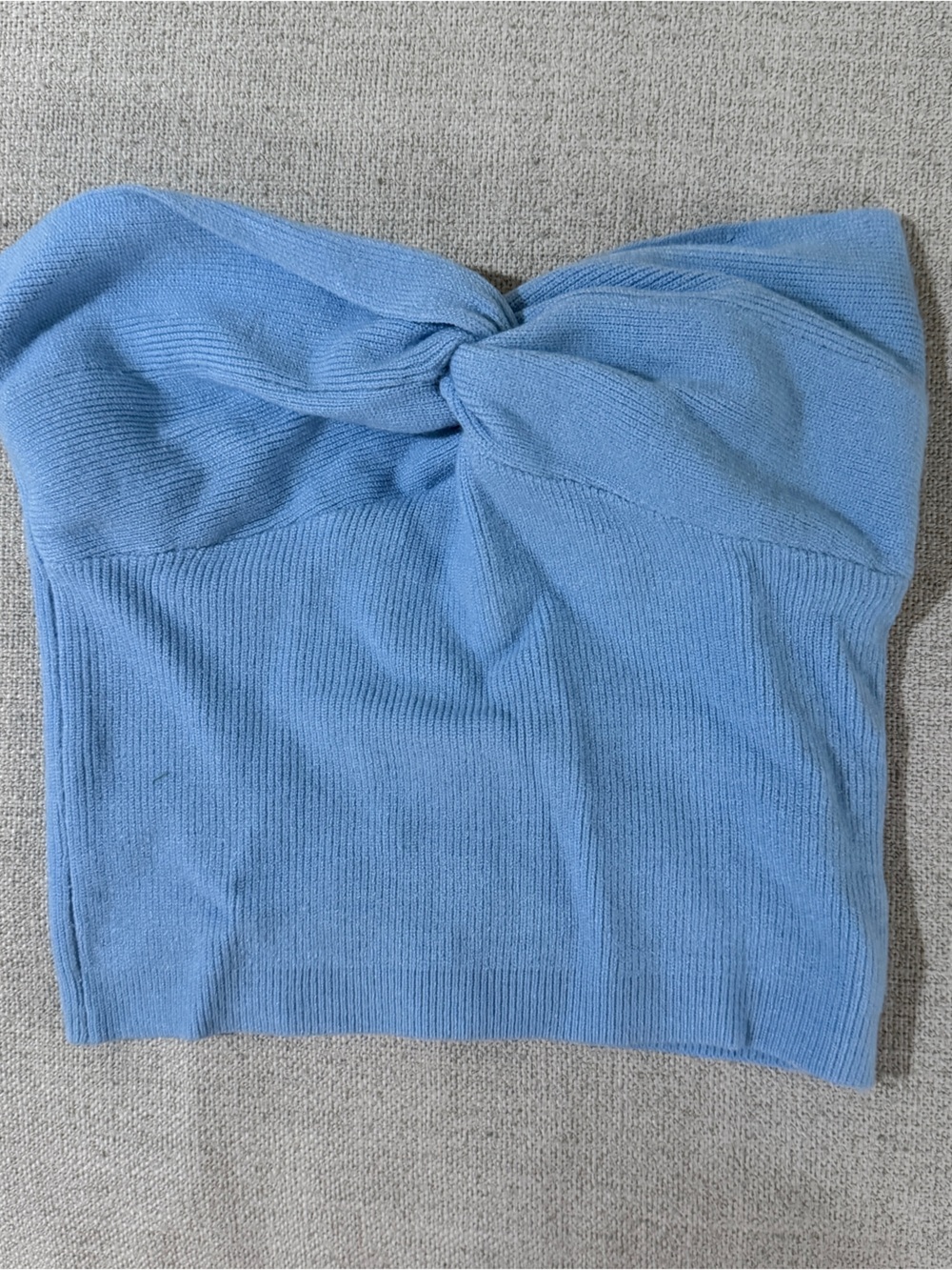Light Blue Ribbed Twist-Front Tube Top